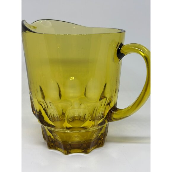 VTG Hazel Atlas Amber Glass Thumbprint Pitcher - Mid-Century Farmhouse Decor USA - Picture 5 of 7